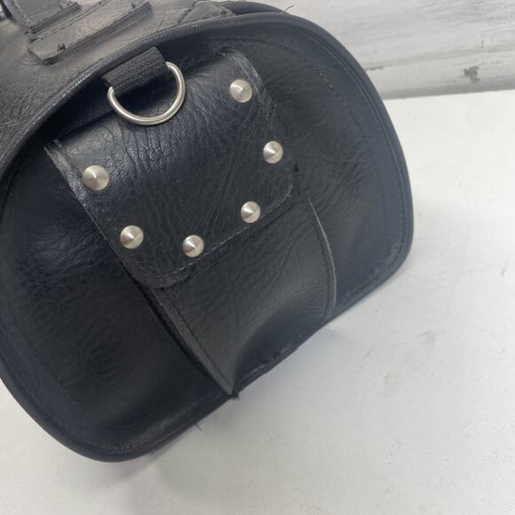 River Road Black Motorcycle Handlebar Leather Tool Bag Harley Accessory Biker - Picture 11 of 14